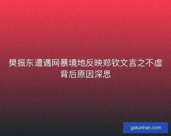 樊振东遭遇网暴境地反映郑钦文言之不虚背后原因深思
