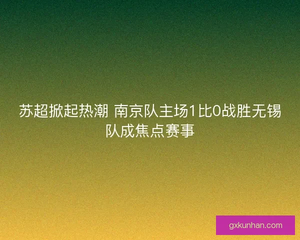 苏超掀起热潮 南京队主场1比0战胜无锡队成焦点赛事